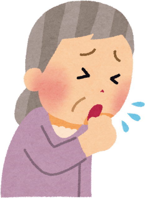 Illustration of an Elderly Woman Coughing