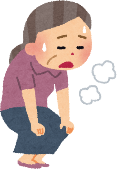 Illustration of an Elderly Woman Catching Her Breath